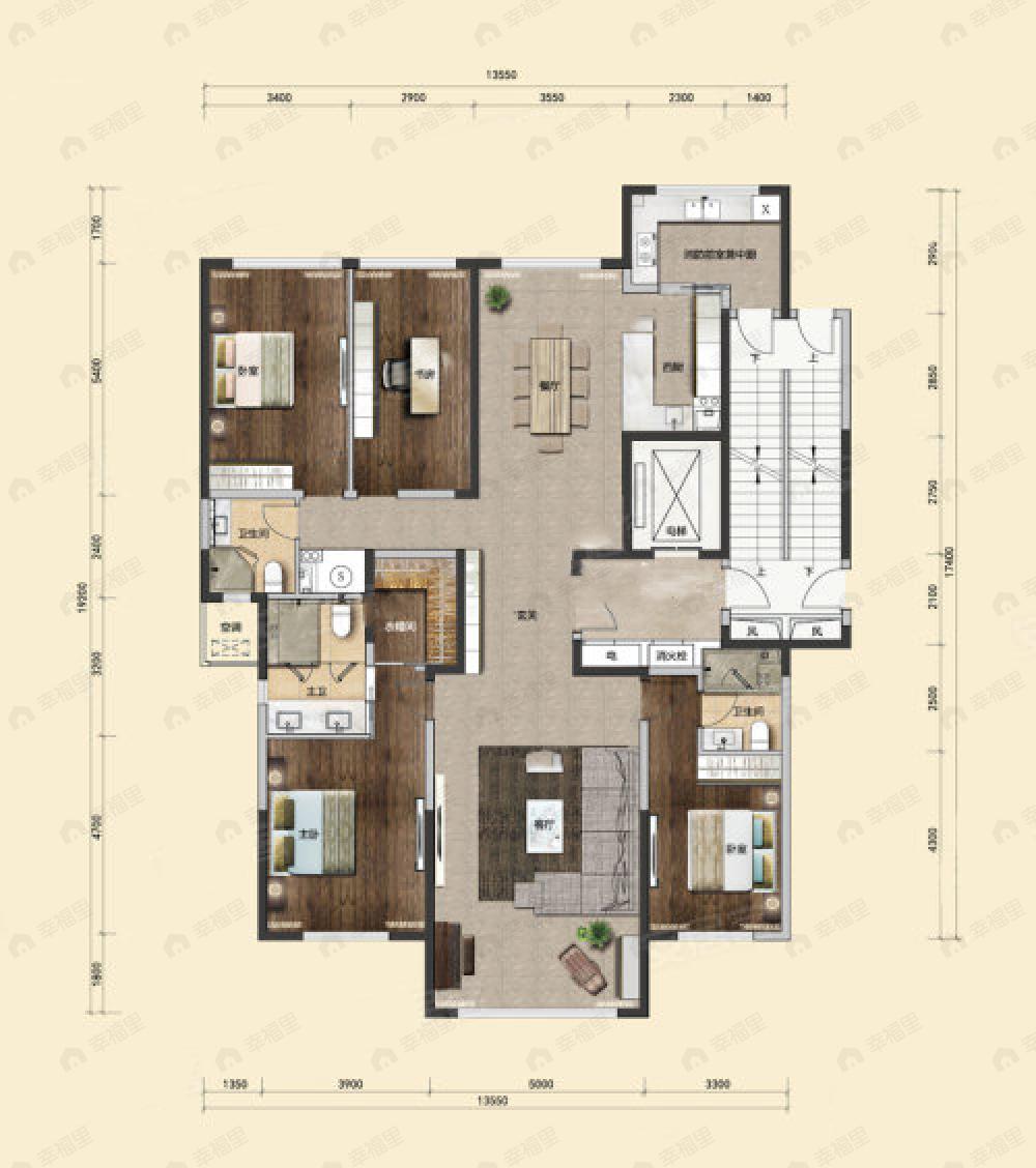 格林玫瑰湾4室2厅3卫户型图