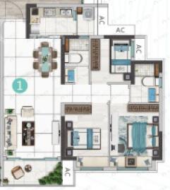 东基四季金谷3室2厅2卫户型图