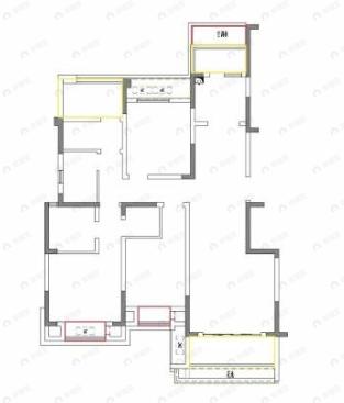 4室2厅2卫建面128平北|南户型图