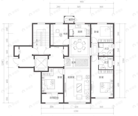 北京城建北京合院4室2厅2卫户型图