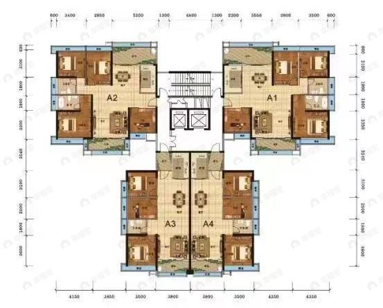 3室2厅1卫建面103平户型图