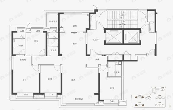 中环玲珏庭4室2厅3卫户型图