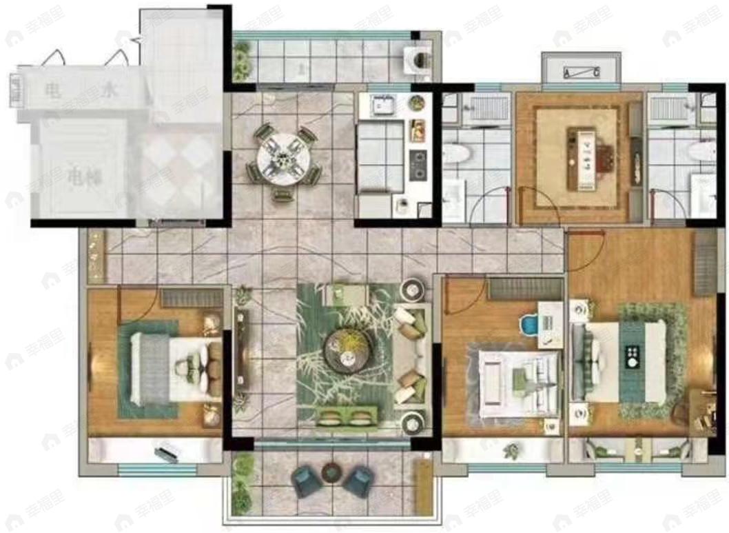 碧桂园香湖湾1号4室2厅2卫户型图