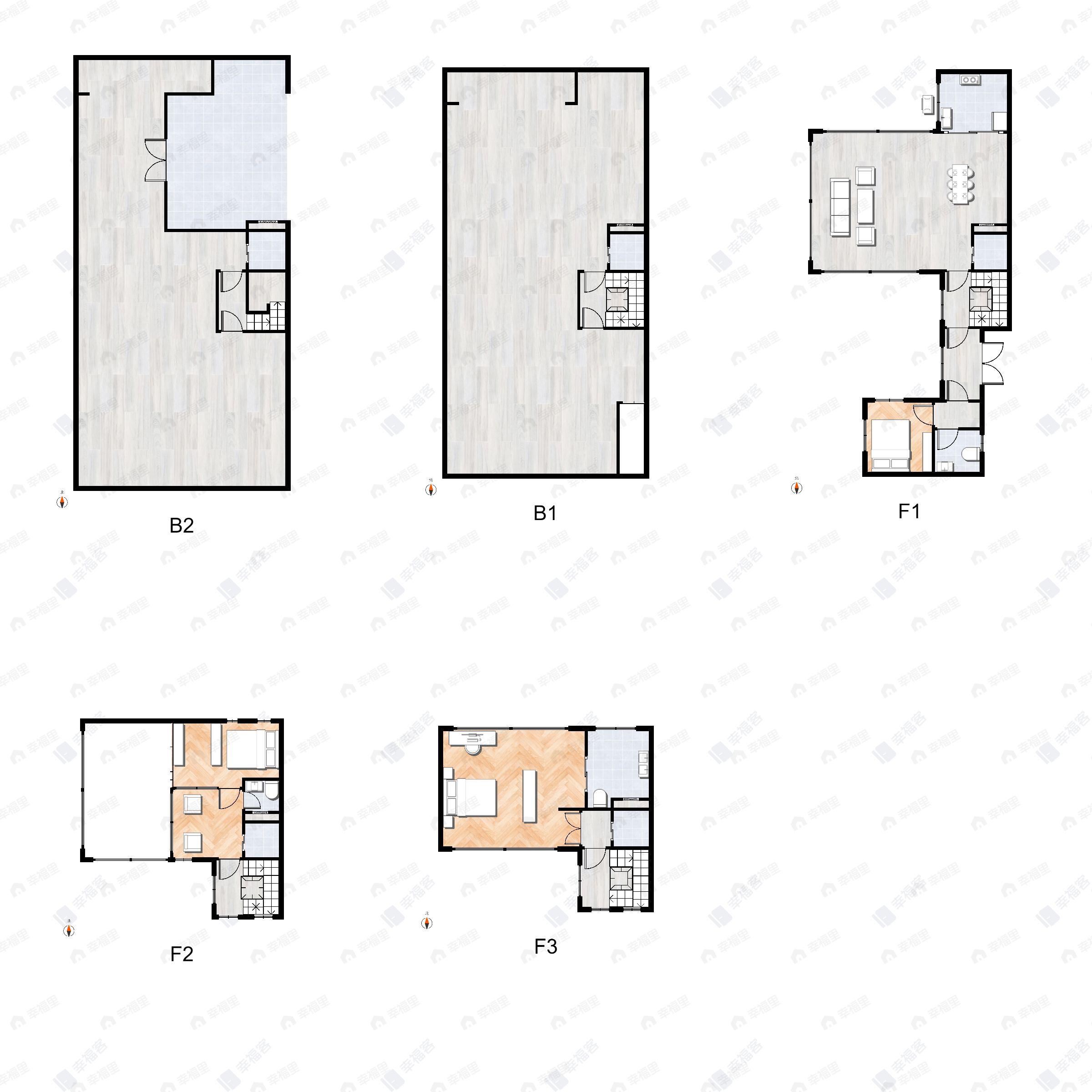 3室2厅3卫建面730平北|南户型图
