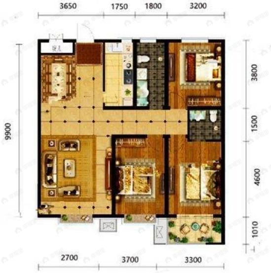 尚科世纪城3室2厅2卫户型图