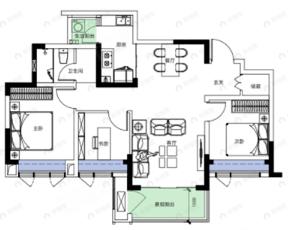 蜀道翰文府3室2厅1卫户型图