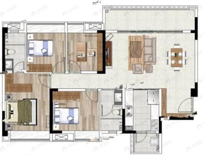 格林柏悦云庭4室2厅2卫户型图