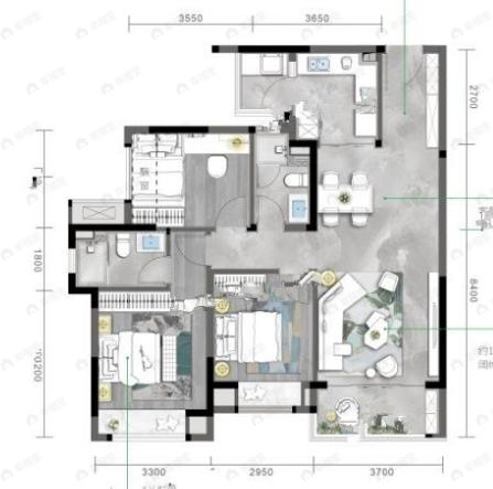 星河WORLD科创城3室2厅2卫户型图