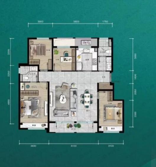 绿城大连海上明月4室2厅2卫户型图