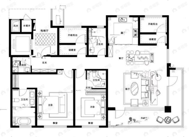 唐岛湾·君汇4室2厅3卫户型图