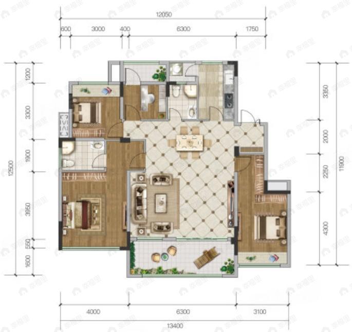 百郦湾4室2厅2卫户型图