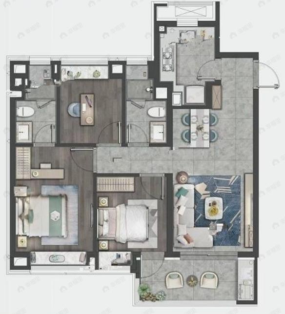 象屿同进虹桥嘉悦府3室2厅2卫户型图