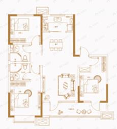康大开元府3室2厅2卫户型图