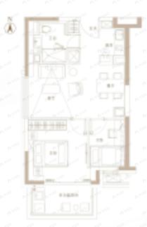 玉晖8号2室2厅1卫户型图