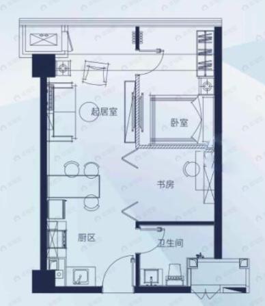 万科城际之光1室1厅1卫户型图