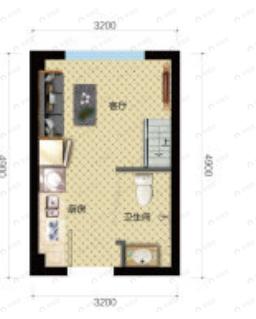 1室1厅1卫建面22平户型图