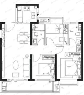 钢旅蓝郡3室2厅2卫户型图