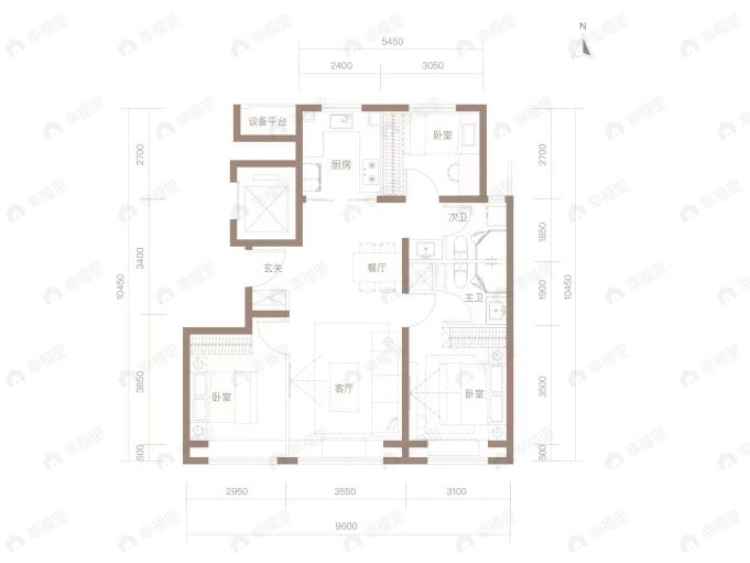 绿城桂语听澜3室2厅2卫户型图