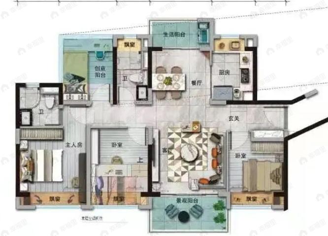 碧桂园·滨江天元4室2厅2卫户型图