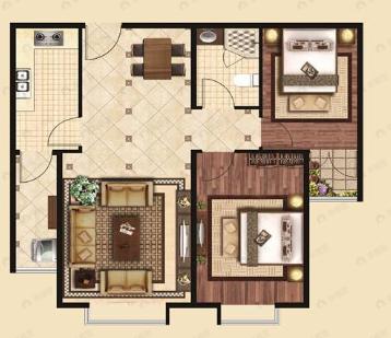 太阳城2室2厅1卫户型图