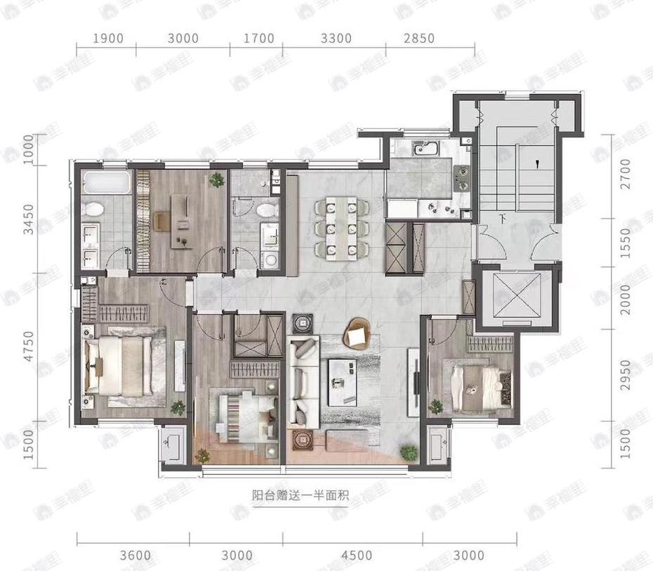 融创金地御璟壹號4室2厅2卫户型图