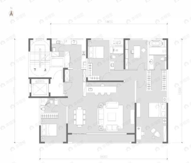 大明宫紫檀府4室2厅3卫户型图