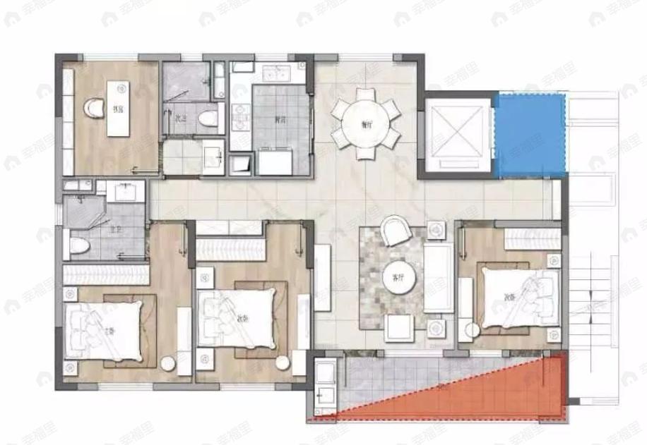 4室2厅2卫建面134平户型图