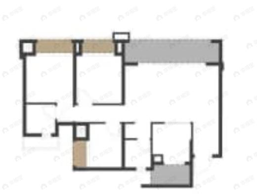 3室2厅2卫建面94平西南|东北户型图