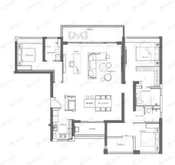 中国铁建西派云峰4室2厅3卫户型图