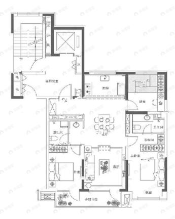 万科公园都会3室2厅2卫户型图