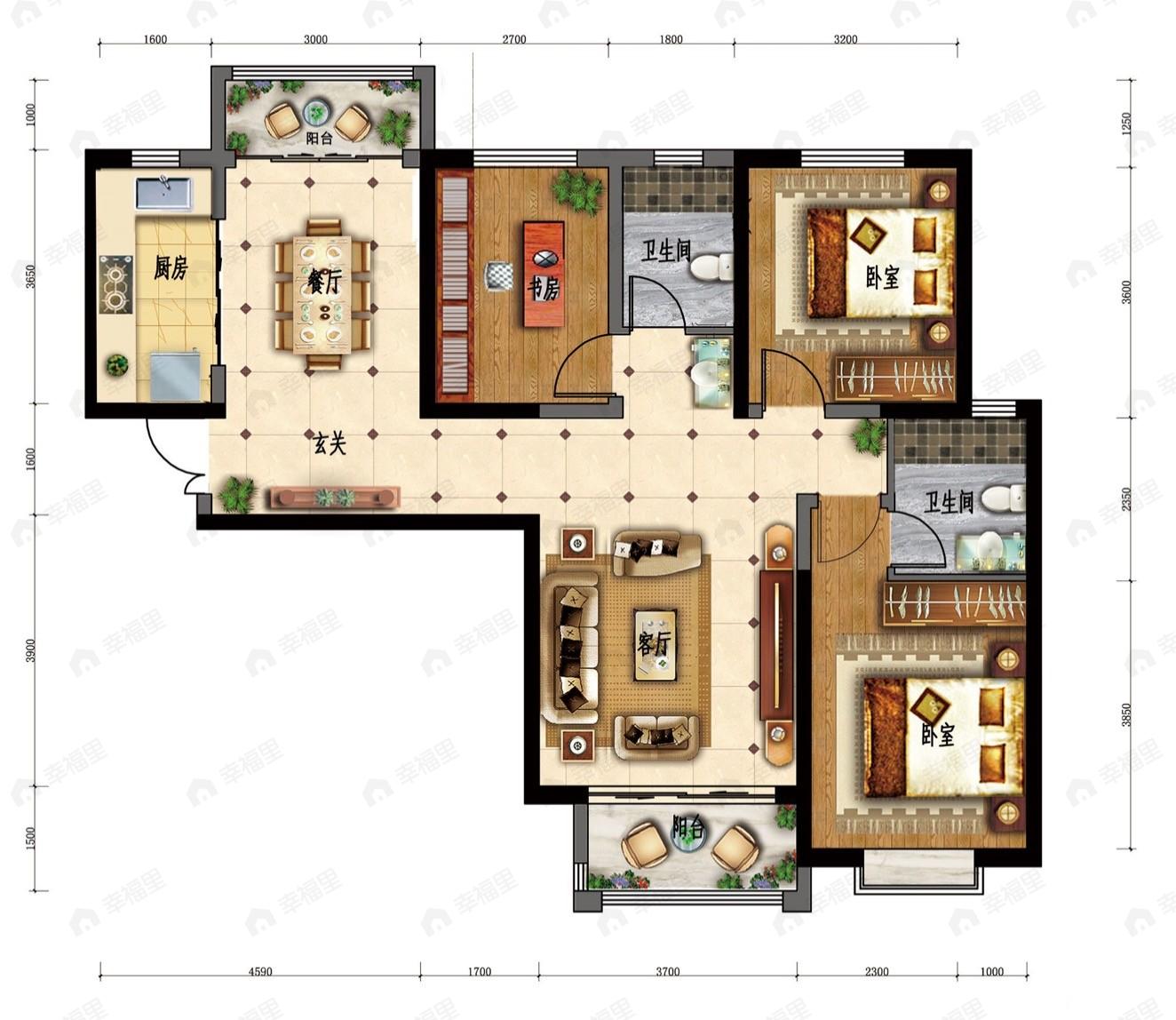 润泽佳苑3室2厅2卫户型图