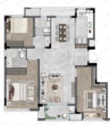 雨润星雨华府3室2厅2卫户型图