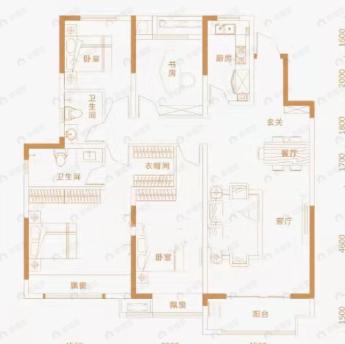 路劲国际城4室2厅2卫户型图