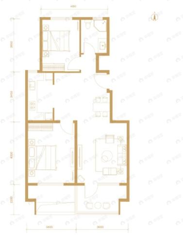 逸趣城2室2厅1卫户型图