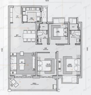 华润置地润府3室2厅2卫户型图