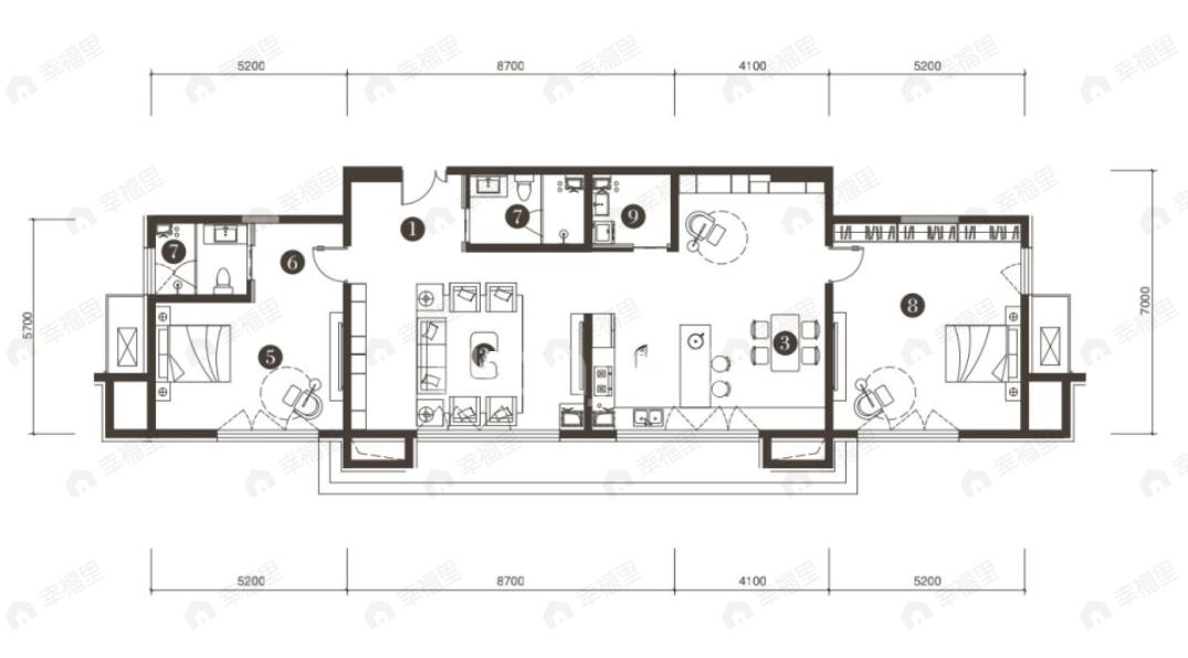 华纳豪园四六期2室2厅2卫户型图