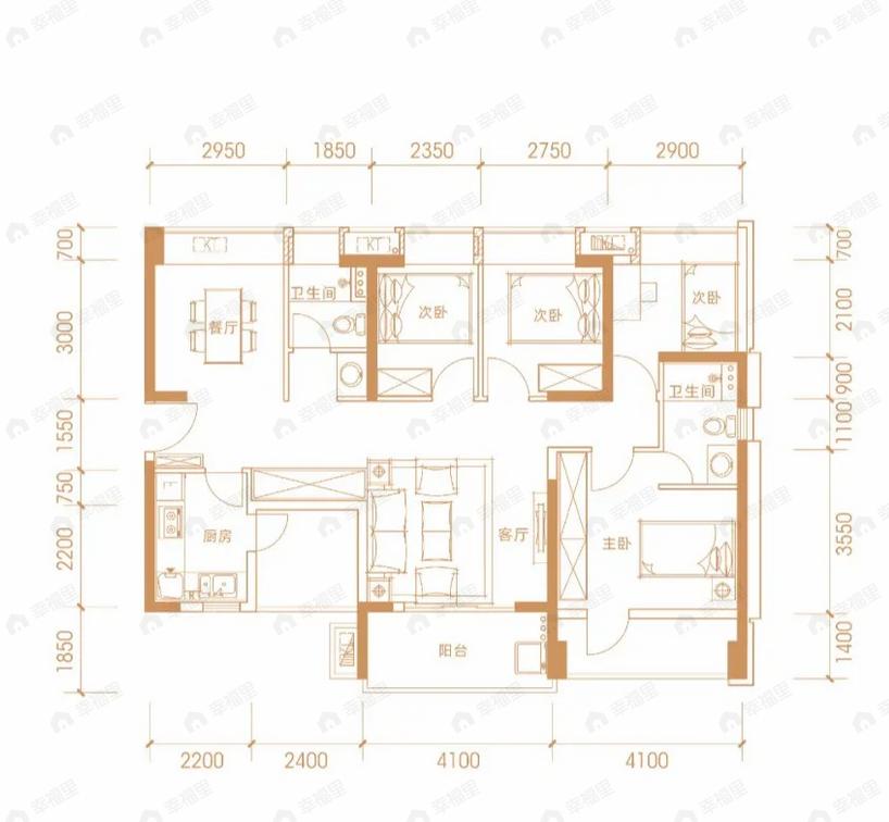 兆邦基碧湖春天4室2厅2卫户型图