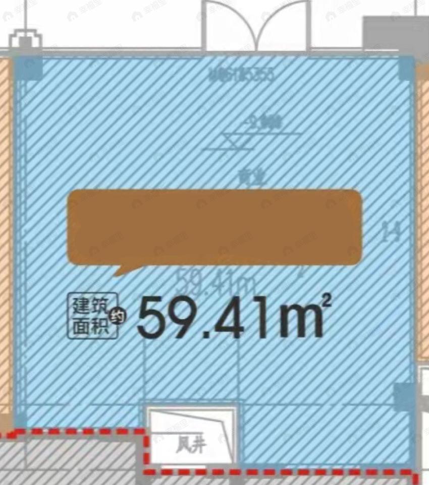 1室建面59平北户型图