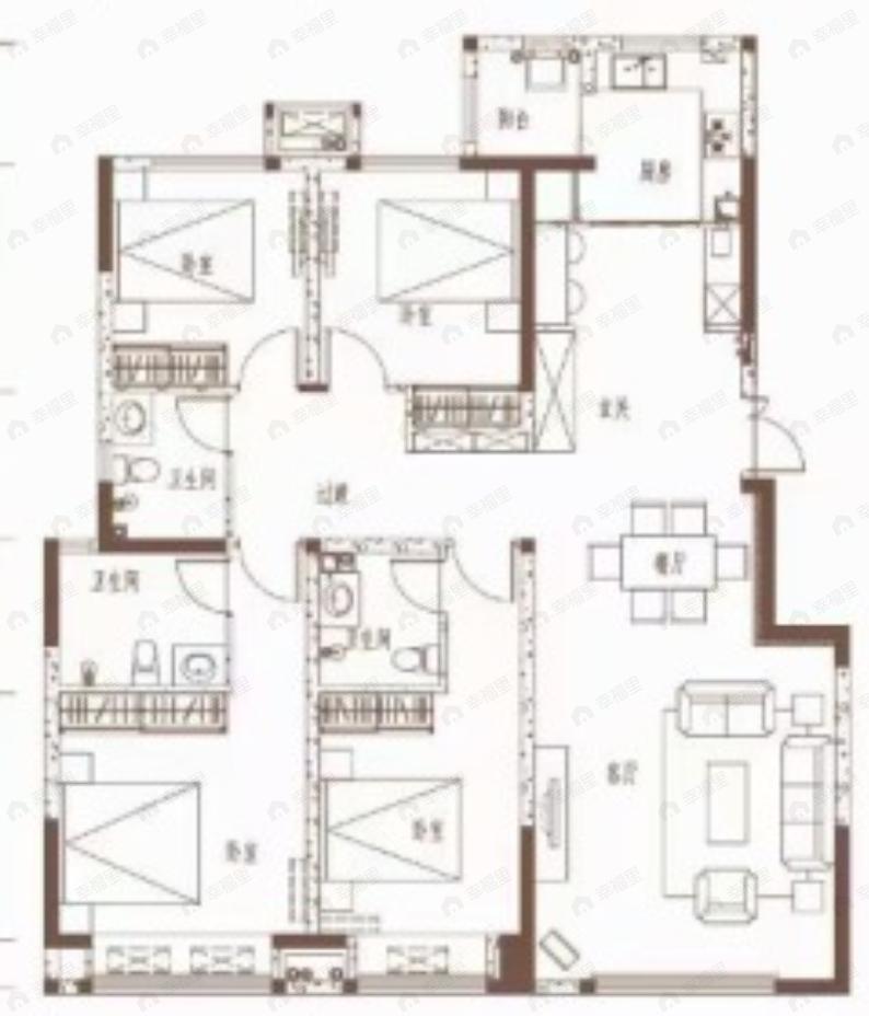 蓝光公园华府4室2厅2卫户型图