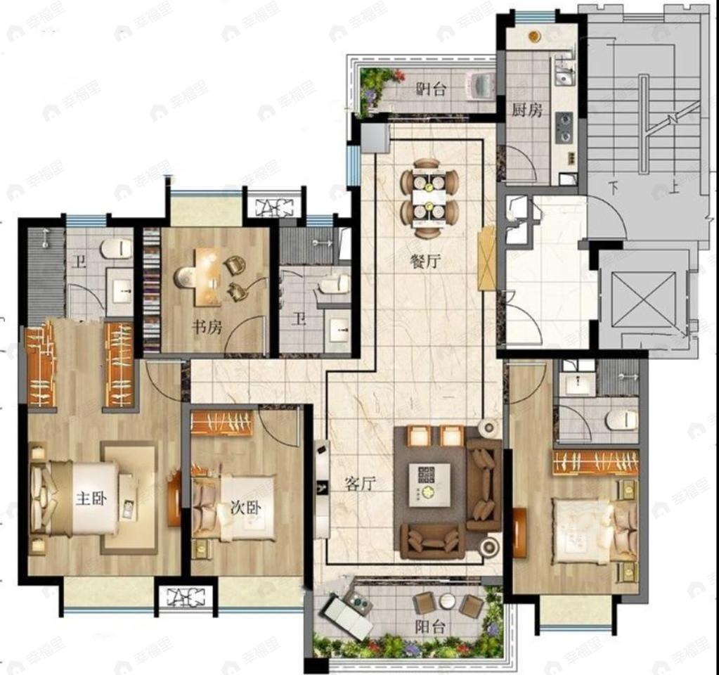 长水航城4室2厅3卫户型图