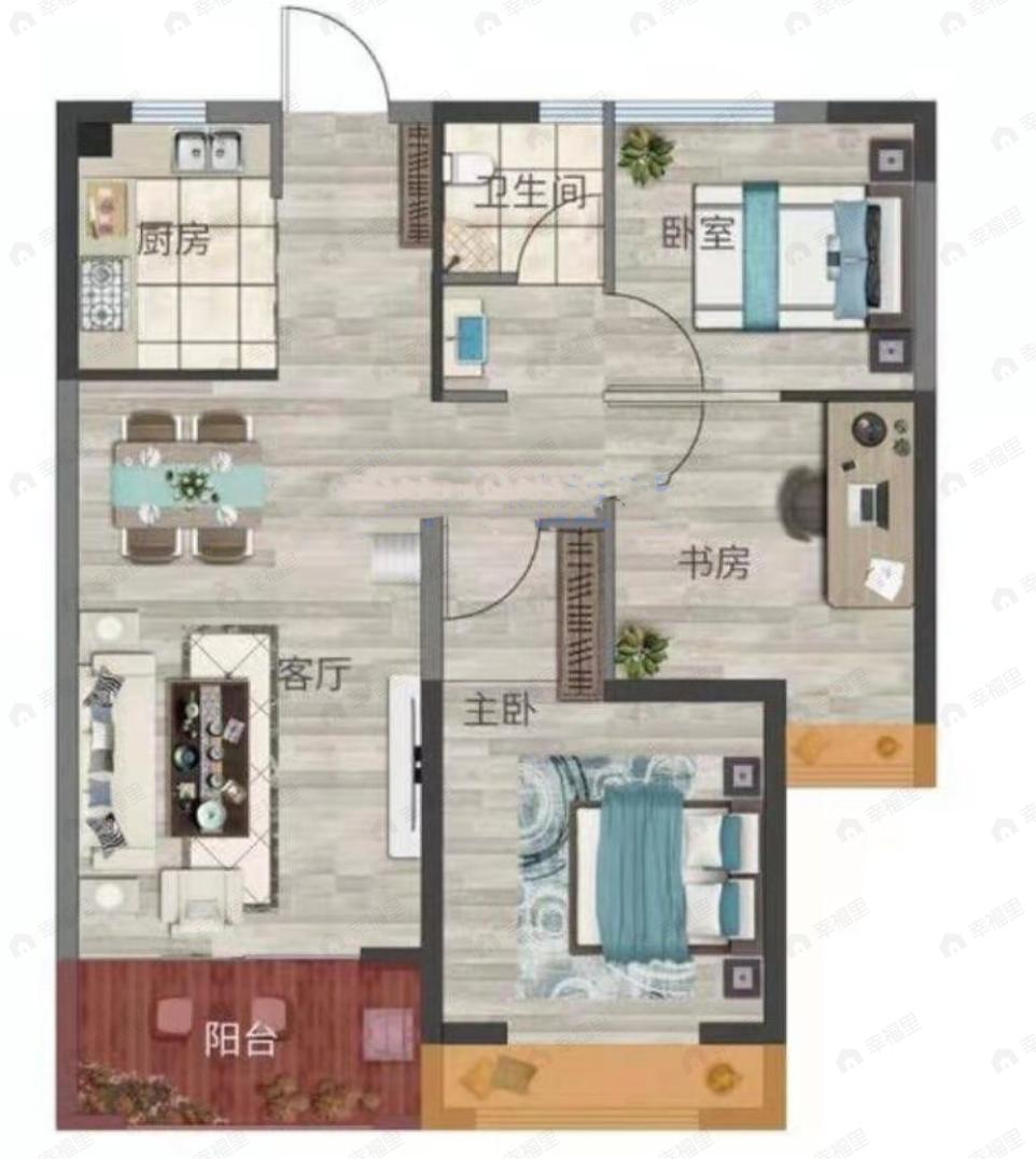 浩创半山云府3室2厅1卫户型图