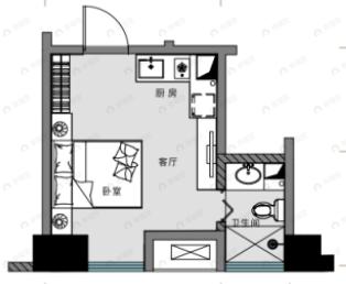 辰宇星辰荟1室1厅1卫户型图