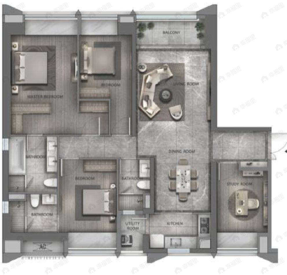 合景泰富天銮4室2厅3卫户型图