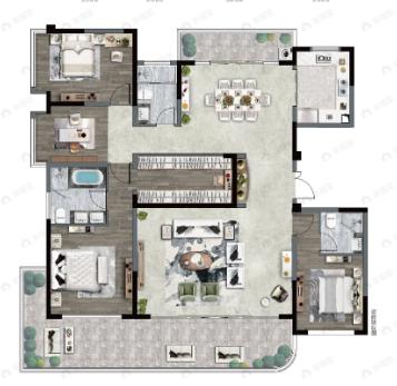 中国铁建山语桃源4室2厅2卫户型图