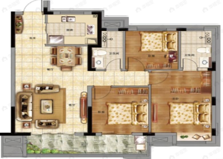 中建壹品澜庭3室2厅2卫户型图
