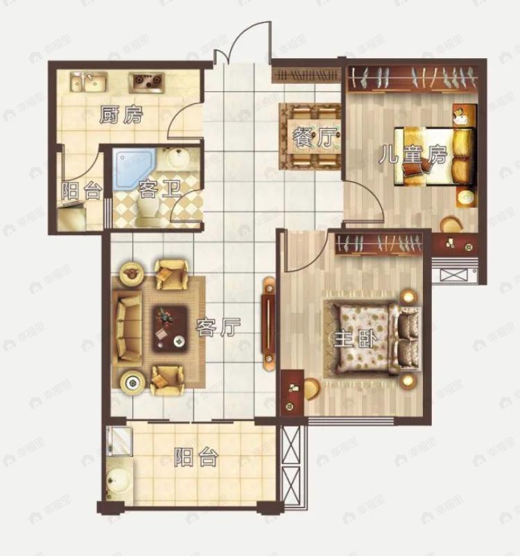 香榭丽都2室2厅1卫户型图
