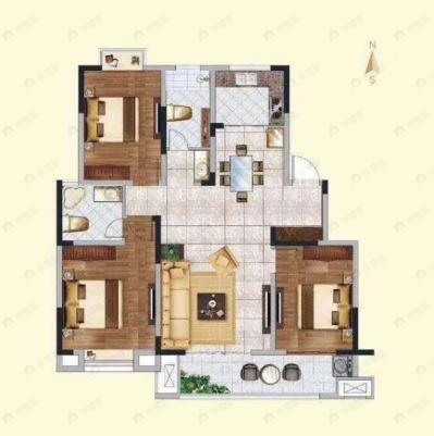 绿地新里林语公馆3室2厅2卫户型图