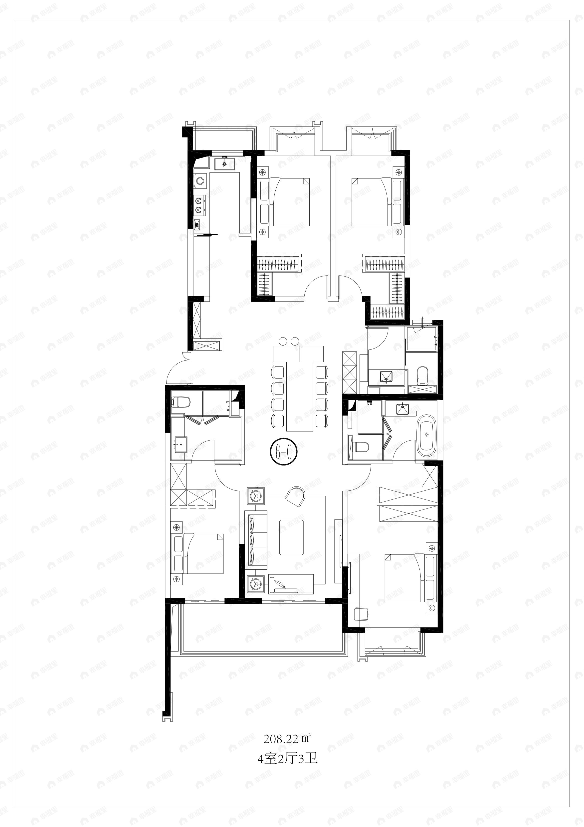 保利达江湾城4室2厅3卫户型图