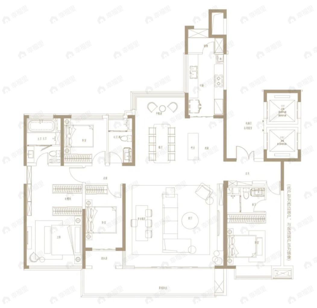 保利天汇4室2厅3卫户型图