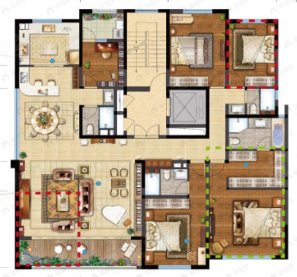 俊发生态半岛5室2厅4卫户型图